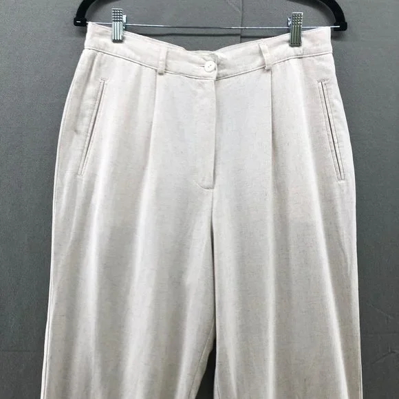 Vintage High Waisted Slub Cotton Breathable Relaxed Pants Womens Size 30 Oatmeal - Picture 3 of 12
